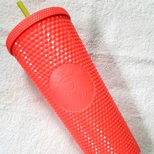 STARBUCKS LTD ED PINK STUDDED CUP SUMMER WITH STRAW! RARE!